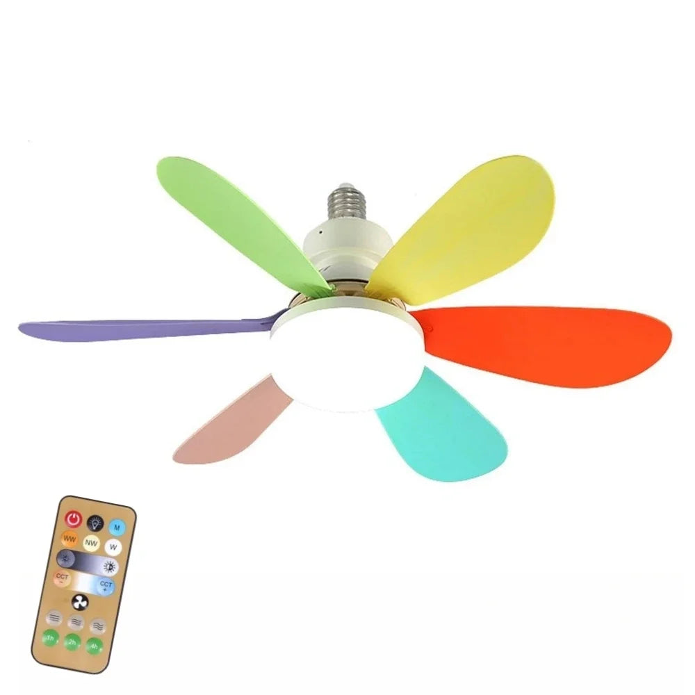Socket Fan Light LED E27 Ceiling Fan with Led Light Dimmable Small Ceiling Fan Garage Bathroom Study Bedroom Kitchen Use Fans