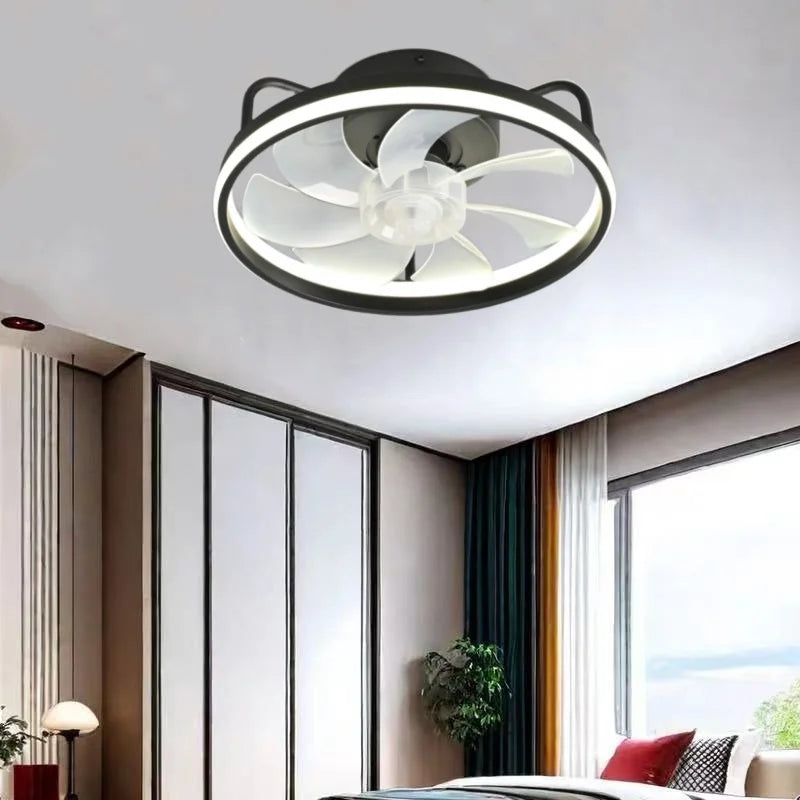 Modern LED Ceiling Fan Light DC Motor 6 Speed Timer Fan Low Floor Attic Remote Control Decorative Fan Light