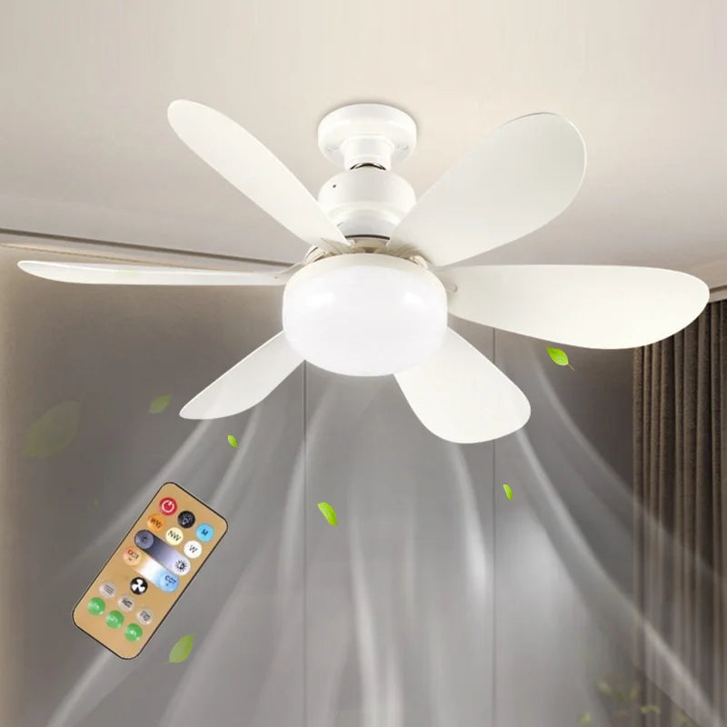 Socket Fan Light LED E27 Ceiling Fan with Led Light Dimmable Small Ceiling Fan Garage Bathroom Study Bedroom Kitchen Use Fans
