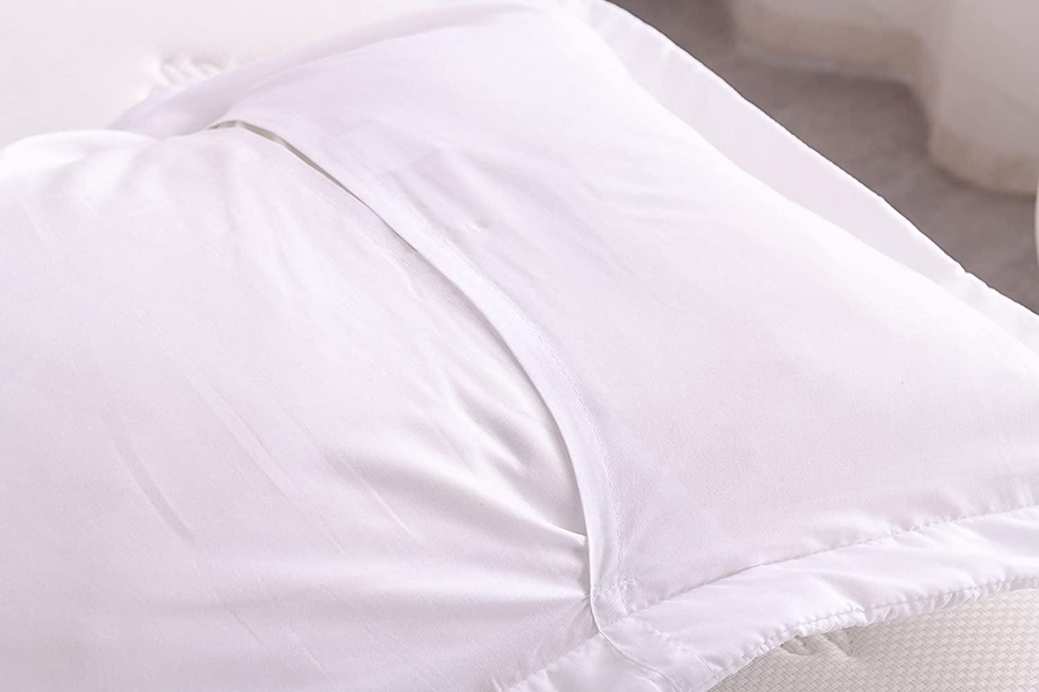 2-Piece Embroidered Pillow Shams, King Decorative Microfiber Pillow Covers Set, King Size (White)