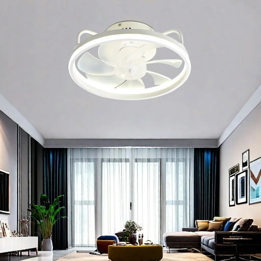 Modern LED Ceiling Fan Light DC Motor 6 Speed Timer Fan Low Floor Attic Remote Control Decorative Fan Light