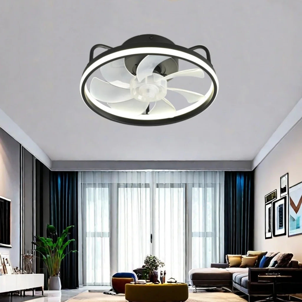 Modern LED Ceiling Fan Light DC Motor 6 Speed Timer Fan Low Floor Attic Remote Control Decorative Fan Light