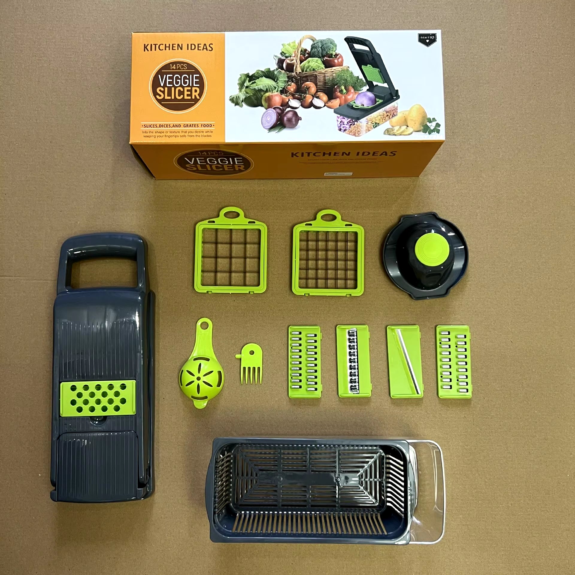 16 IN1 Mandoline Slicer Veggie Food Chopper Vegetable Cutter Tomato Carrot Grater Cheese French Onion Shredders Kitchen Tool