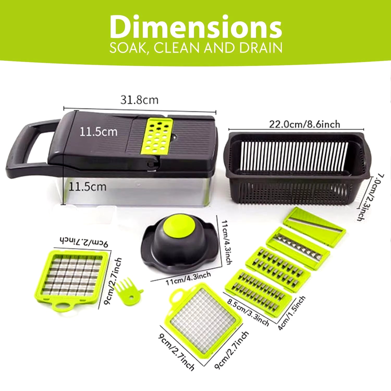 16 IN1 Mandoline Slicer Veggie Food Chopper Vegetable Cutter Tomato Carrot Grater Cheese French Onion Shredders Kitchen Tool