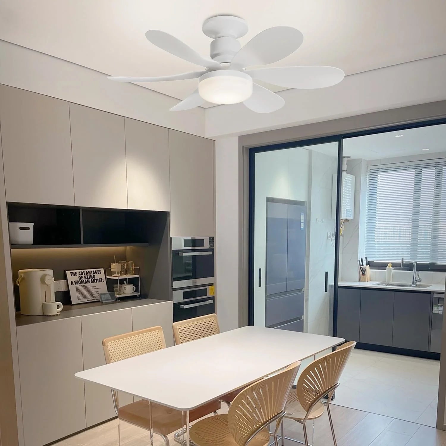 Socket Fan Light LED E27 Ceiling Fan with Led Light Dimmable Small Ceiling Fan Garage Bathroom Study Bedroom Kitchen Use Fans