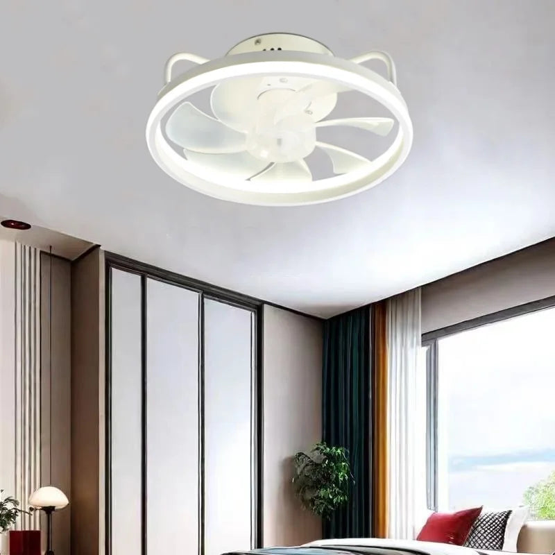 Modern LED Ceiling Fan Light DC Motor 6 Speed Timer Fan Low Floor Attic Remote Control Decorative Fan Light