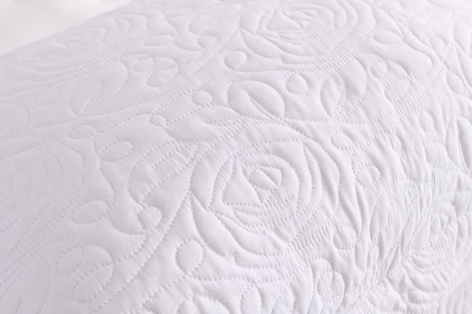 2-Piece Embroidered Pillow Shams, King Decorative Microfiber Pillow Covers Set, King Size (White)