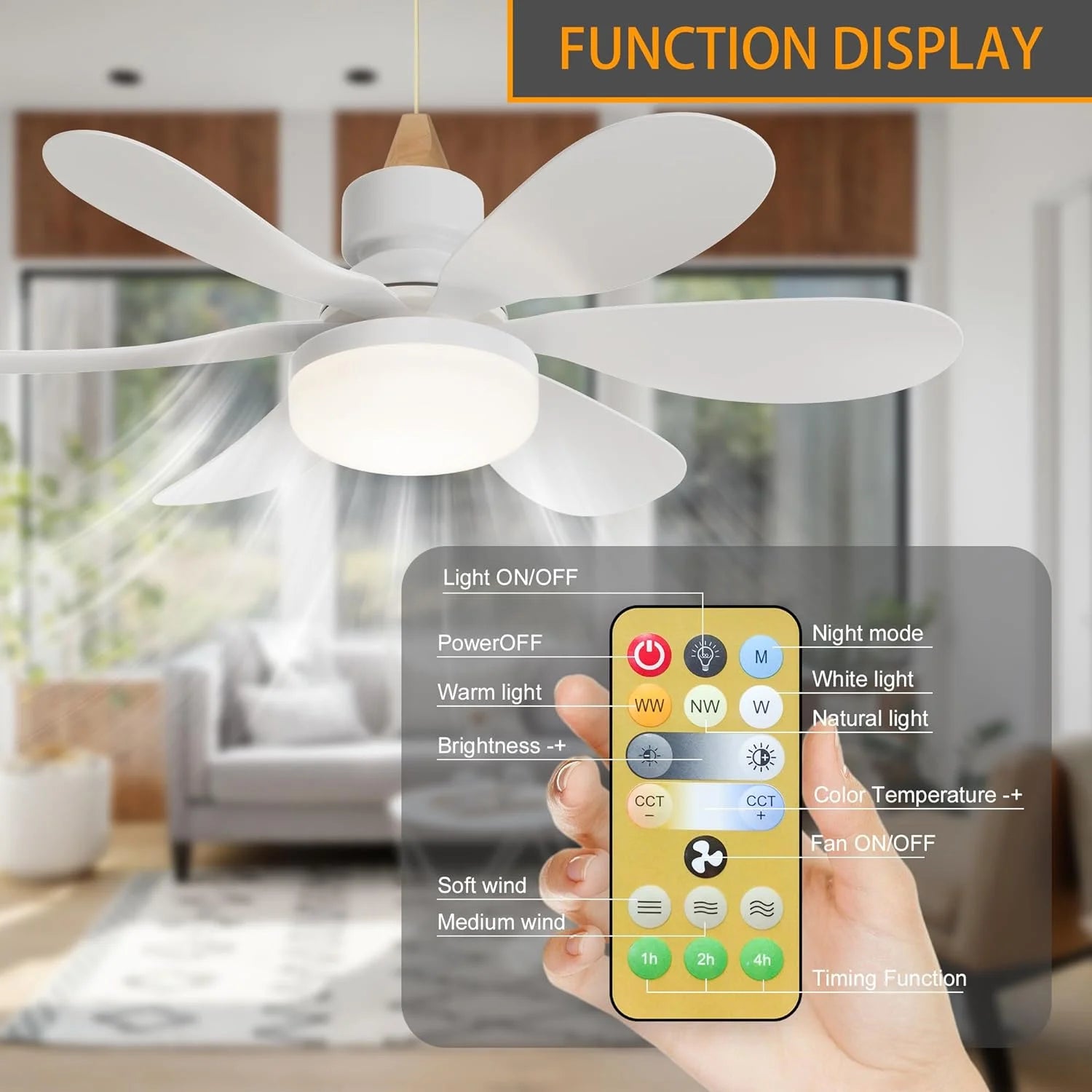 Socket Fan Light LED E27 Ceiling Fan with Led Light Dimmable Small Ceiling Fan Garage Bathroom Study Bedroom Kitchen Use Fans