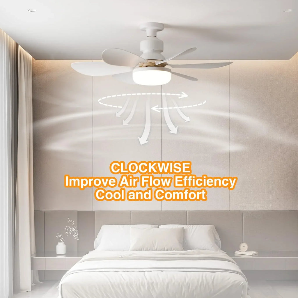 Ceiling Fan Light E27 LED 30W Mute Electric Ceiling Fan Light with Remote Control Lighting Living Room Study Room
