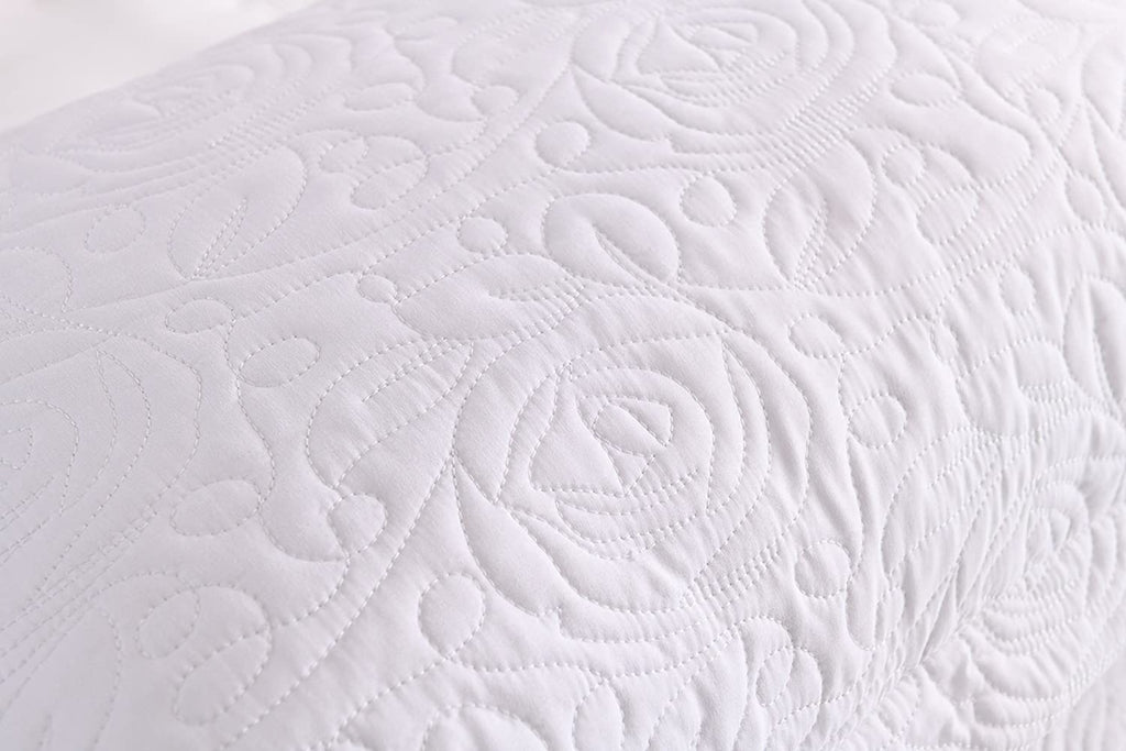 2-Piece Embroidered Pillow Shams, King Decorative Microfiber Pillow Covers Set, King Size (White)