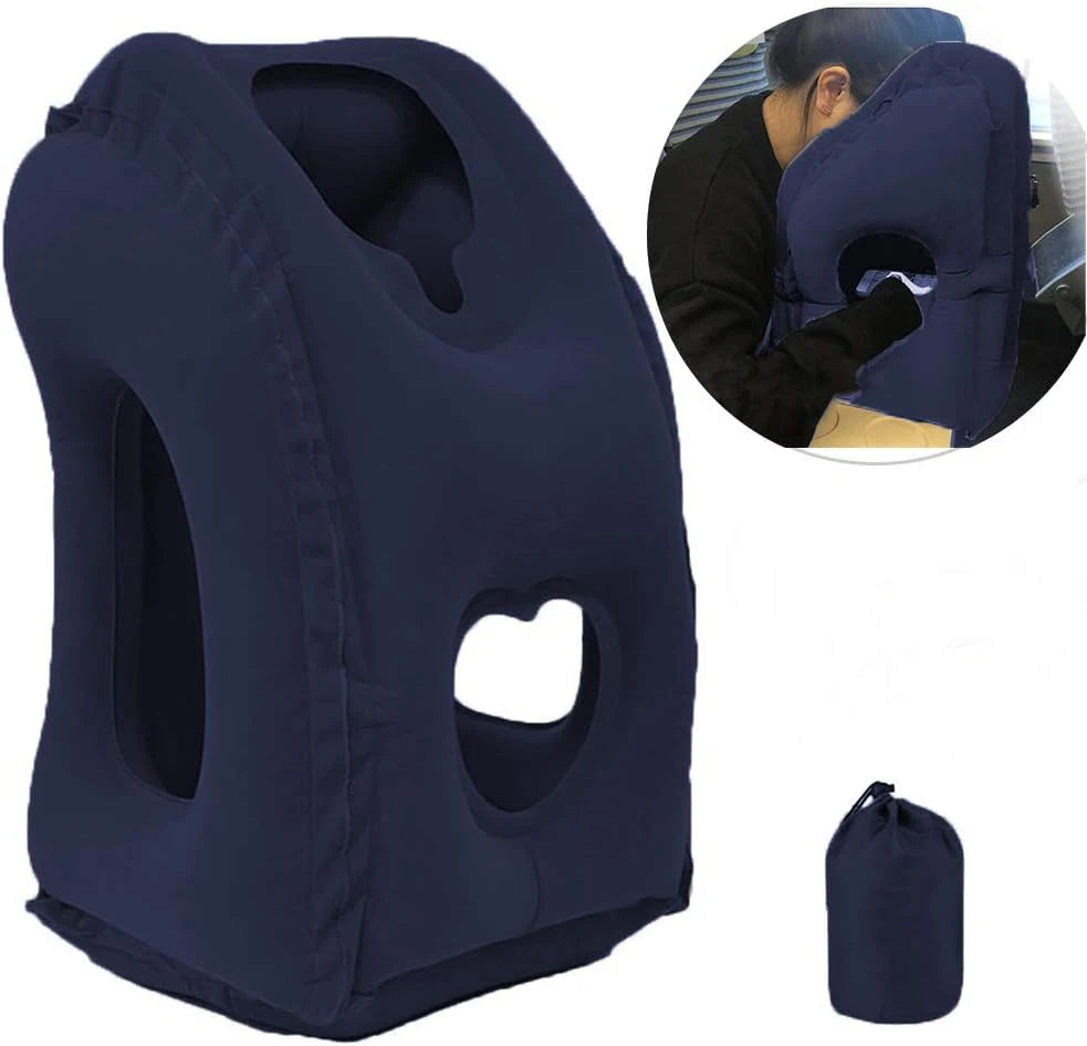 New Pattern Inflatable Travel Pillow Portable Chin Support Neck Pillow for Airplane Car Bus Train Office Nap Rest Support Pillow