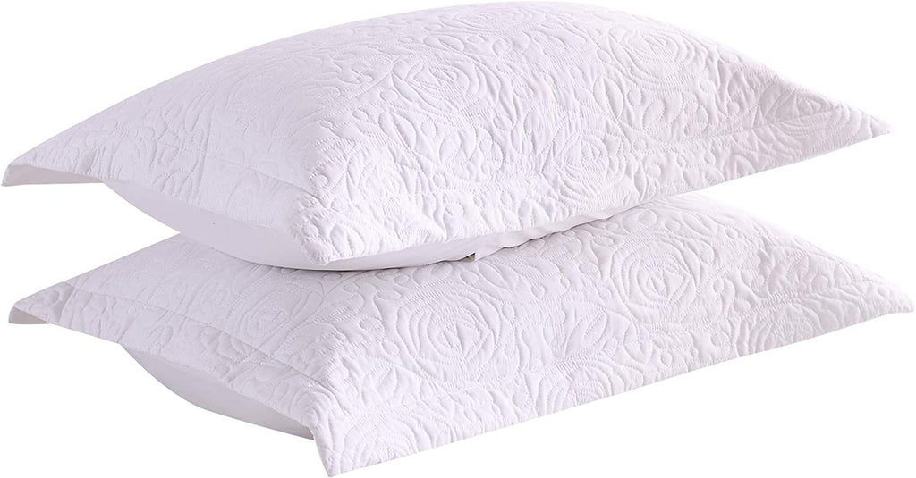2-Piece Embroidered Pillow Shams, King Decorative Microfiber Pillow Covers Set, King Size (White)