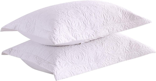 2-Piece Embroidered Pillow Shams, King Decorative Microfiber Pillow Covers Set, King Size (White)